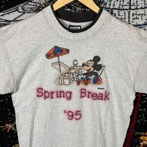Vintage 1995 Mickey Mouse Spring Break T Shirt Signal Sport Grey Mens Large 90s